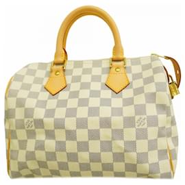 Louis Vuitton-Louis Vuitton Damier Azur Speedy 25 Handbag-White