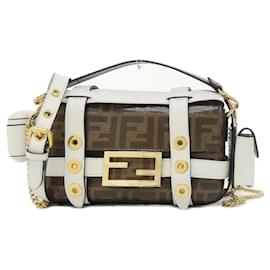 Fendi-Sac à épaule Fendi 8BS034 A6V0-Marron,Blanc
