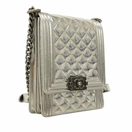 Chanel-Chanel Silver Lambskin Shoulder Bag-Silvery