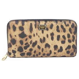 Dolce & Gabbana Bi-Fold Long Wallet Black Beige