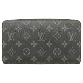 Louis Vuitton-Louis Vuitton Long Wallet Monogram Eclipse Zippy Organizer-Brown,Black
