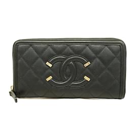 Chanel-Chanel Long Wallet in Black Grained Calfskin-Black