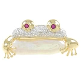 Autre Marque-Ponte Vecchio Ruby Brooch-Golden