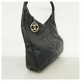 Chanel-Chanel Black Grained Calfskin Shoulder Bag-Black