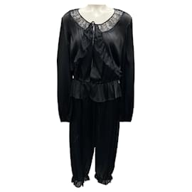 Agent Provocateur-Agent Provocateur Black Annamae Pajama Jacket and Pants Two-Piece Set-Black