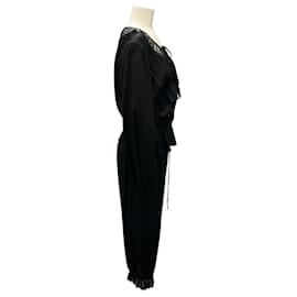Agent Provocateur-Agent Provocateur Black Annamae Pajama Jacket and Pants Two-Piece Set-Black