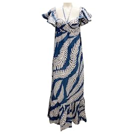 Autre Marque-Andres Otalora Blue Fern Print Belmira Maxi Dress-Blue