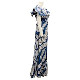 Autre Marque-Andres Otalora Blue Fern Print Belmira Maxi Dress-Blue