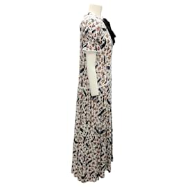 Autre Marque-Lug Von Siga White Multi Tie-Neck Floral Bird Print Maxi Dress-Multiple colors