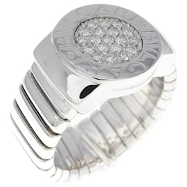 Bulgari-Bvlgari 18K White Gold Diamond Band Ring-Golden