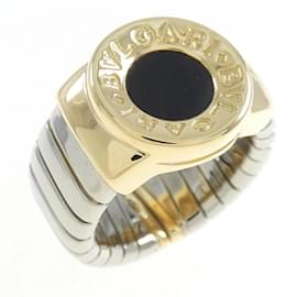 Bulgari-Bvlgari Stainless Steel and Yellow Gold Band Ring-Other