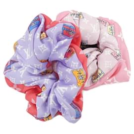 Louis Vuitton-Louis Vuitton Silk Scrunchie Set-Brown,Red