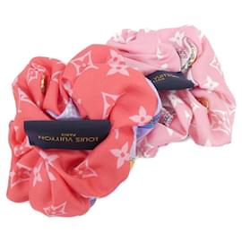 Louis Vuitton-Louis Vuitton Silk Scrunchie Set-Brown,Red
