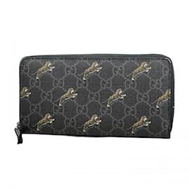 Gucci-Gucci Long Wallet GG Supreme Tiger-Black