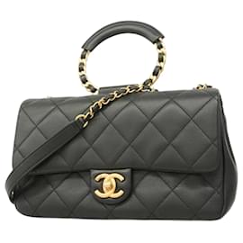 Chanel-Chanel Black Lambskin Handbag-Black