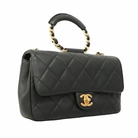 Chanel-Chanel Black Lambskin Handbag-Black