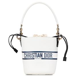 Christian Dior-Dior Vibe Micro Bucket Leather 2way Bag White Blue-White
