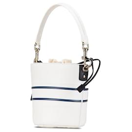 Christian Dior-Dior Vibe Micro Bucket Leather 2way Bag White Blue-White
