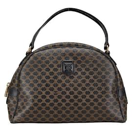 Céline-CELINE Macadam PVC Leather Handbag Black-Black