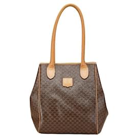 Céline-CELINE PVC Leather Macadam 2way Shoulder Bag Brown-Brown
