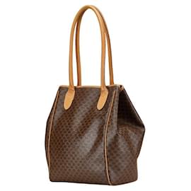Céline-CELINE PVC Leather Macadam 2way Shoulder Bag Brown-Brown