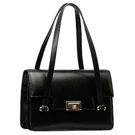 Céline-CELINE Macadam Triomphe Hardware Handbag Leather Black-Black