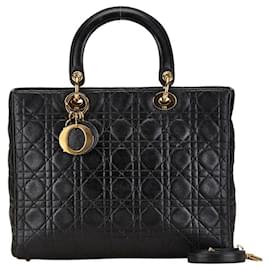 Christian Dior-Dior Lady Dior Cannage Leather 2way Bag Black-Black