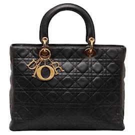 Christian Dior-Dior Lady Dior Cannage Leather 2way Bag Black-Black