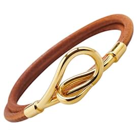 Hermès-Hermes Jumbo Bracelet Leather Bracelet Brown Gold-Brown