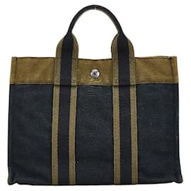 Hermès-HERMES Fourre Tout Sac Tote en Toile Officiel 2way Noir 1-0197217-Noir