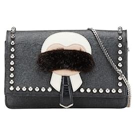 Fendi-Sac à bandoulière en cuir Karlito Studs de FENDI Détails Sac pour femmes Noir-Noir