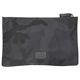 Valentino Garavani-Valentino Camouflage Large Zip Pouch in Black Nylon-Black