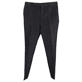 Saint Laurent Floral Jacquard Trousers in Black Wool Black