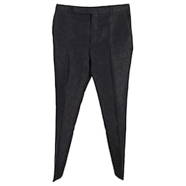 Saint Laurent-Saint Laurent Floral Jacquard Trousers in Black Wool-Black