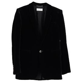Saint Laurent Single-Breasted Tailored Jacket in Black Velvet Black