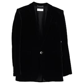 Saint Laurent-Saint Laurent Single-Breasted Tailored Jacket in Black Velvet-Black