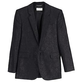 Saint Laurent Floral Jacquard Single-Breasted Blazer In Black Wool Black