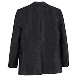 Saint Laurent-Saint Laurent Floral Jacquard Single-Breasted Blazer In Black Wool-Black