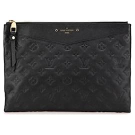 Louis Vuitton-LOUIS VUITTON Monogram Empreinte Daily Pouch Leather Clutch Bag Black M62937-Black
