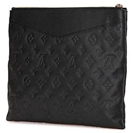 Louis Vuitton-LOUIS VUITTON Monogram Empreinte Daily Pouch Leather Clutch Bag Black M62937-Black