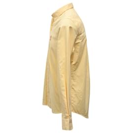 Ami-Chemise à col boutonné AMI en coton biologique à carreaux gingham jaune avec logo brodé-Jaune