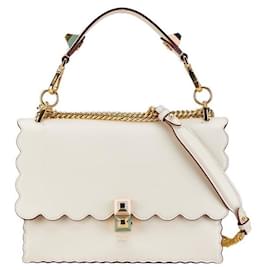 Fendi-Sac à bandoulière FENDI Kan I en cuir 2 en 1, chaîne, beige 8BT283-Marron,Beige