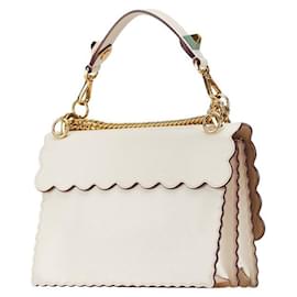 Fendi-Sac à bandoulière FENDI Kan I en cuir 2 en 1, chaîne, beige 8BT283-Marron,Beige