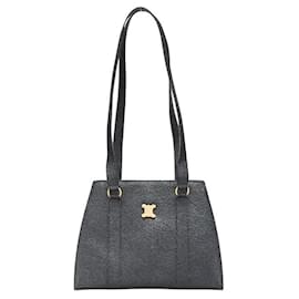 Céline-CELINE Trionph Leather Shoulder Bag Black Ladies-Black