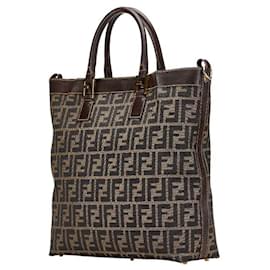Fendi-Sac fourre-tout en toile Zucca FENDI pour femme marron-Marron,Beige