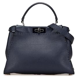 Fendi-Sac Peekaboo Medium Selaria 2way en cuir FENDI bleu 8BN290-Bleu