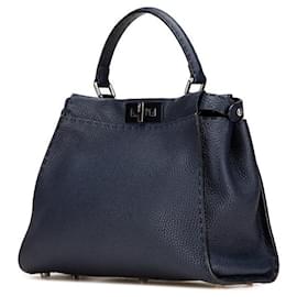 Fendi-Sac Peekaboo Medium Selaria 2way en cuir FENDI bleu 8BN290-Bleu