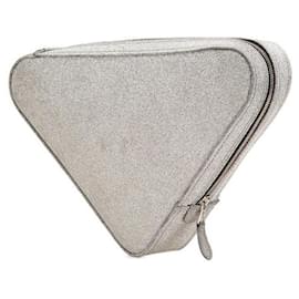 Balenciaga-Pochette en cuir à paillettes Triangle Balenciaga Argent 476976-Argenté,Métallisé