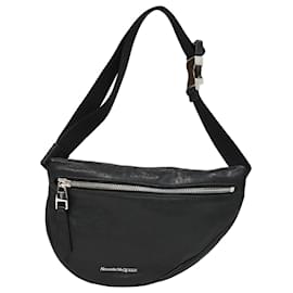 Alexander Mcqueen-Alexander McQueen Logo Belt Bag in Black Leather-Black