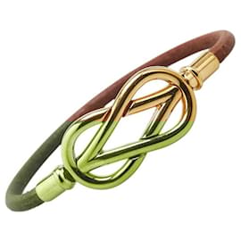 Hermès-HERMES Atame Leather Bracelet Brown Ladies-Brown